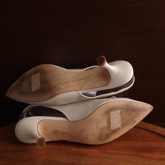 Kate Spade Heels Womens SZ 7.5B Cream Trish Slingback Leather Perforated Shoes - Picture 9 of 15